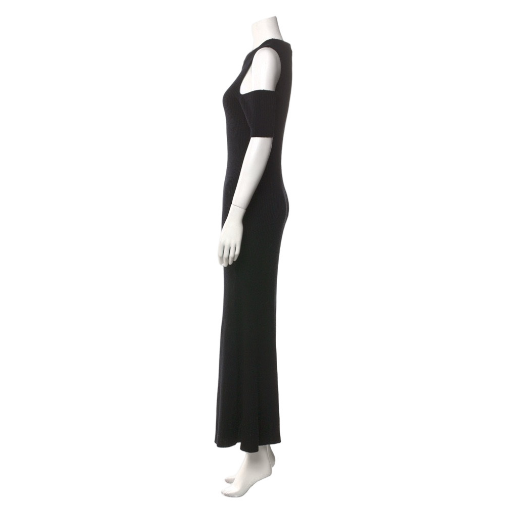 Shaina Mote FREJA DRESS - Black Wool Cold Shoulder Maxi Dress – S - Picture 2 of 3